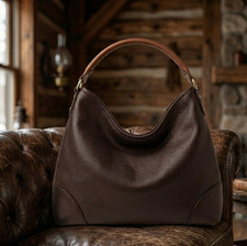 Genuine Brown Leather Western Hobo Tote Shoulder Women's Handbag Luxury Purse picture