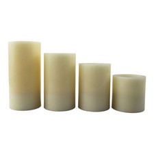 EcoGecko Set of 4 Flameless LED Pillar Candles Timer Real Wax Battery Operated picture