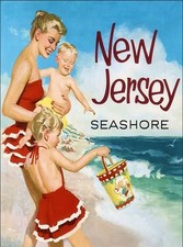 13886.Decor Poster.Home Interior design.Wall Art.Vintage New Jersey Family Beach picture