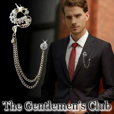 THE GENTLEMEN'S CLUB | DRAGON SUIT LAPEL PIN FOR MEN (CHOICE OF GOLD OR SILVER) picture
