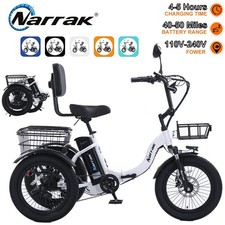 NARRAK N6 Shimano 7-Speed Fat Tire Folding Electric Trike Peak for Adults 13Ah picture