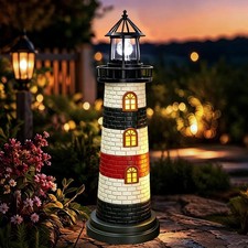 Garden Statues 23" Coastal Solar Lighthouse Garden Decor Gardening Gift | Solar picture