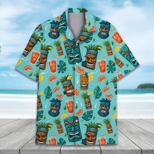 Tropical Tiki Mug Hawaii Shirt Men Aloha Beach Vacation Gift Idea picture