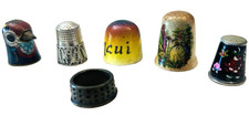 Vtg  Sewing Thimble Assorted Metal, Ceramic Austria England Sewing Lot of 6 picture