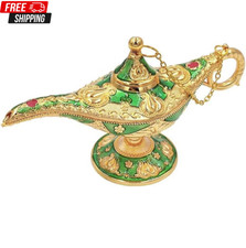 Vintage Aladdin Genie Lamp Arabian Nights Costume Prop Home Decor Green picture