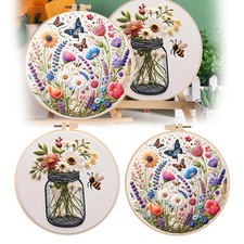 2 Sets Embroidery Starter Kit for Beginners Cross Stitch Stamped DIY Decor APD picture