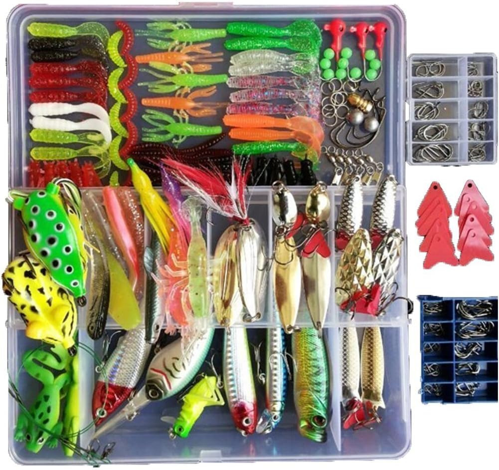 275Pcs Fishing Lure Set Kit Soft and Hard Lure Baits Tackle Set Bionic Bass Trou