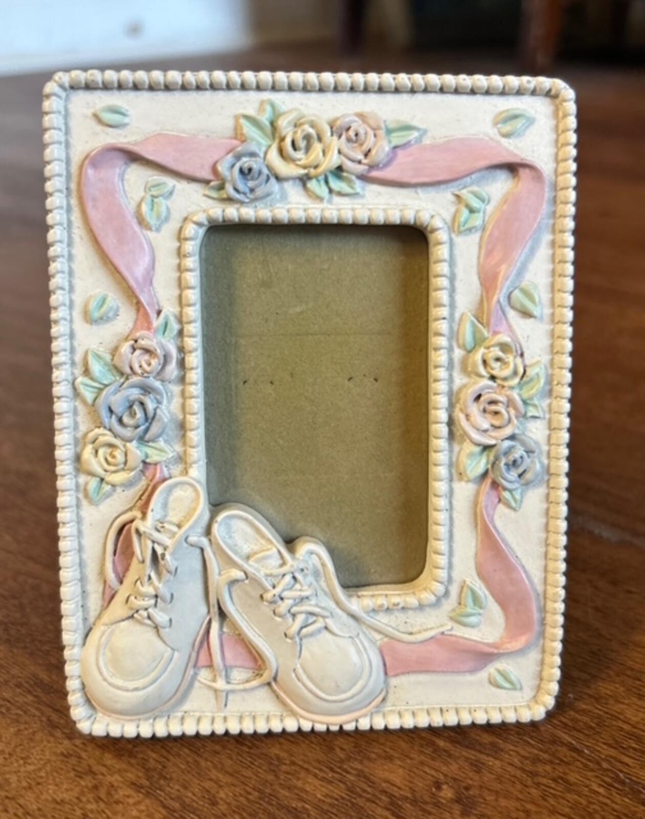 Decorative Baby Shoes Photo Frame with Floral Design