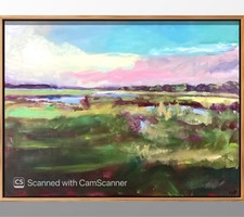 PDQ Original 18x24 Impressionist Marsh Landscape Sunset Painting Signed Canvas picture