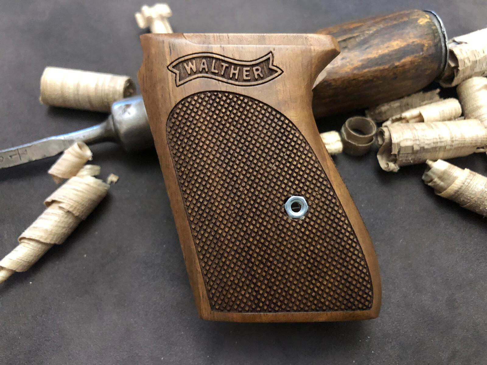 Walther PPK Turkish Walnut Wood Grips Set. Checkered. **FAST USA SHIPPING** Walther PPK Turkish Walnut Wood Grips Set. Checkered. **FAST USA SHIPPING**