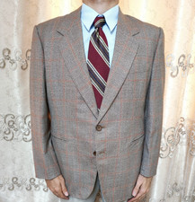 1950s vintage handtailored bespoke classic Windowpane all worsted blazer 42R picture