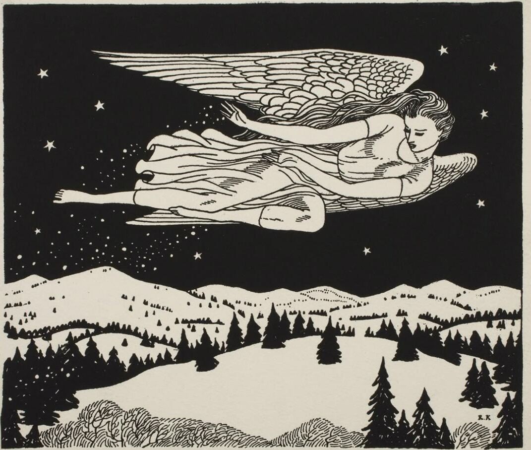 Rockwell Kent : Angel : Woodcut 1916 Art Print Rockwell Kent : Angel : Woodcut 1916 Art Print
