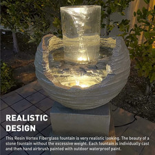 Rock Water Fountain with LED Lights Fiberglass Resin Indoor Outdoor Garden Decor picture