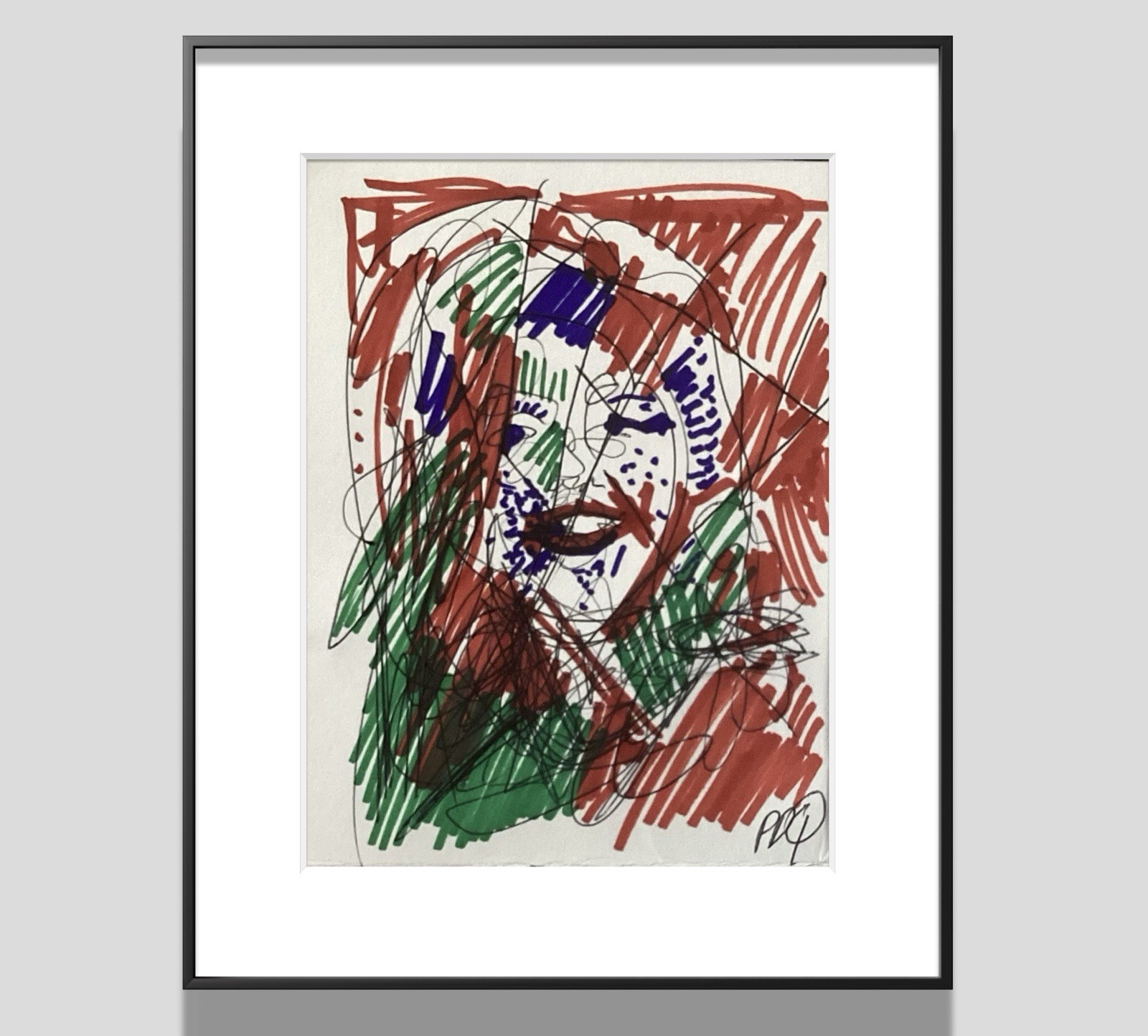 PDQ Artist Original Drawing Cubist Face Abstraction Realistic Ink 4x6 Drawing PDQ Artist Original Drawing Cubist Face Abstraction Realistic Ink 4x6 Drawing