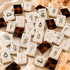 Luxury Tortoiseshell  American Mahjong Tiles with White Lotus Pattern picture