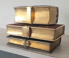 3 x ANTIQUE VELVET & BRASS BOUND BOOKS, VG CONDITION, 1860s picture