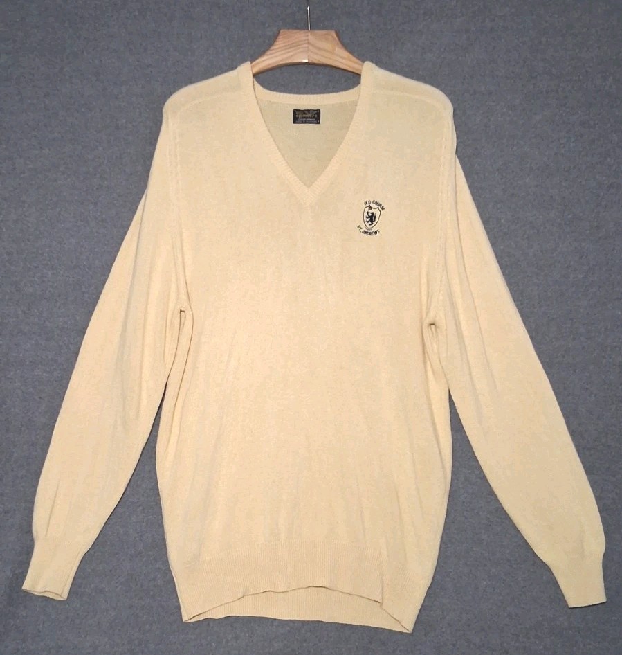 100% Cashmere Butter Yellow Sweater Old Course St Andrews Made in Scotland L /T 100% Cashmere Butter Yellow Sweater Old Course St Andrews Made in Scotland L /T