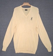 100% Cashmere Butter Yellow Sweater Old Course St Andrews Made in Scotland L /T picture