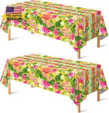 2 Pack Luau Party Decorations - Plastic Tablecloth for Hawaiian Theme Party Deco picture