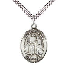 Pewter Saint Valentine of Rome Medal Pendant 24" Lobster Claw Chain Necklace picture