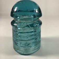 CD 102 Raised Star Pony Glass Insulator Aqua  picture