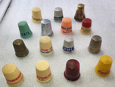 Vintage Plastic Metal Silver Thimbles Lot of 15 picture