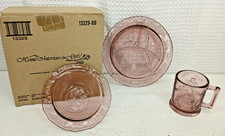 HOME INTERIOR FEDERAL GLASS AMETHYST PINK DEPRESSION ERA STYLE NURSERY RHYME SET picture