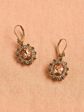 Champagne Crystal Drop Earrings Vintage Style Gold Statement Jewelry Women picture