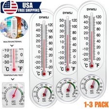 3× Wall Thermometer Indoor & Outdoor Mount Garden Greenhouse Home Humidity Meter picture