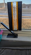 MINT! INCREDIBLE! 3 PANELS OF STAINED GLASS FUSED TOGETHER ON MODERN STAND picture