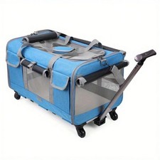 Airline Approved Pet Carrier With Wheels Dog Cat Travel Bag Rolling Case Multico picture