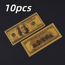 LOT 10Pcs, USA, GOLD FOIL BANKNOTE Collectible Currency, $100, UNC picture