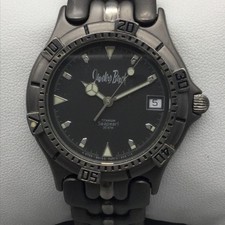 Belair Seapearl Jewelers Bench Mens Watch 36mm Titanium Date New Battery 6.5" picture