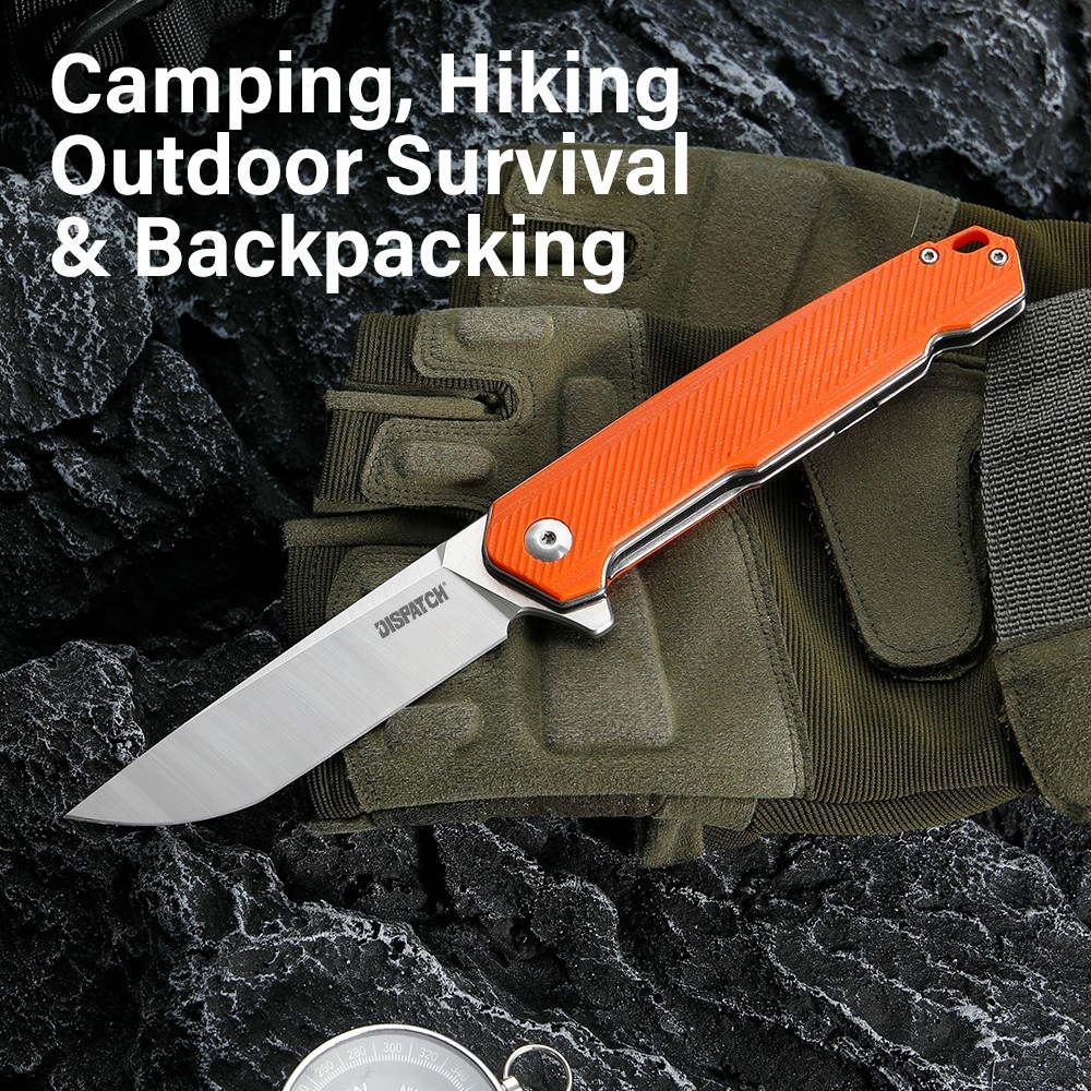 4.7" Orange G10 Pocket Knife, D2 Steel, Clip, Flipper Knives Christmas Gifts 4.7" Orange G10 Pocket Knife, D2 Steel, Clip, Flipper Knives Christmas Gifts