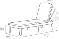 GRAY - KETER JAIPUR GARDEN SUN LOUNGER WITH ADJUSTABLE BACKREST, FOLDING GARDEN picture
