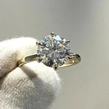 2 Ct Round-Cut Natural Diamond Solitaire Wedding Ring 14K Yellow Gold Size 6 7 8 picture