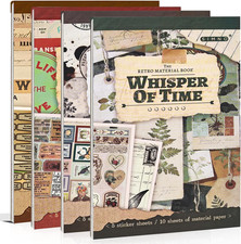 4 Pack Vintage Ephemera Sticker Books, 60 Sheets for Junk Journal Crafts | Vinta picture