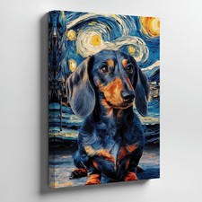 Dachshund Canvas Wall Art Starry Night Dog Painting Home Decor Wall Print picture