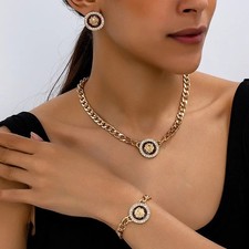 1 Set Classic Style Commute Geometric Ferroalloy Zinc Alloy Women's Cuban Link picture