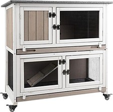 PETSCOSSET Rabbit Hutch Indoor Wooden Bunny Hutch Rabbit Cage Outdoor Bunny Cage picture