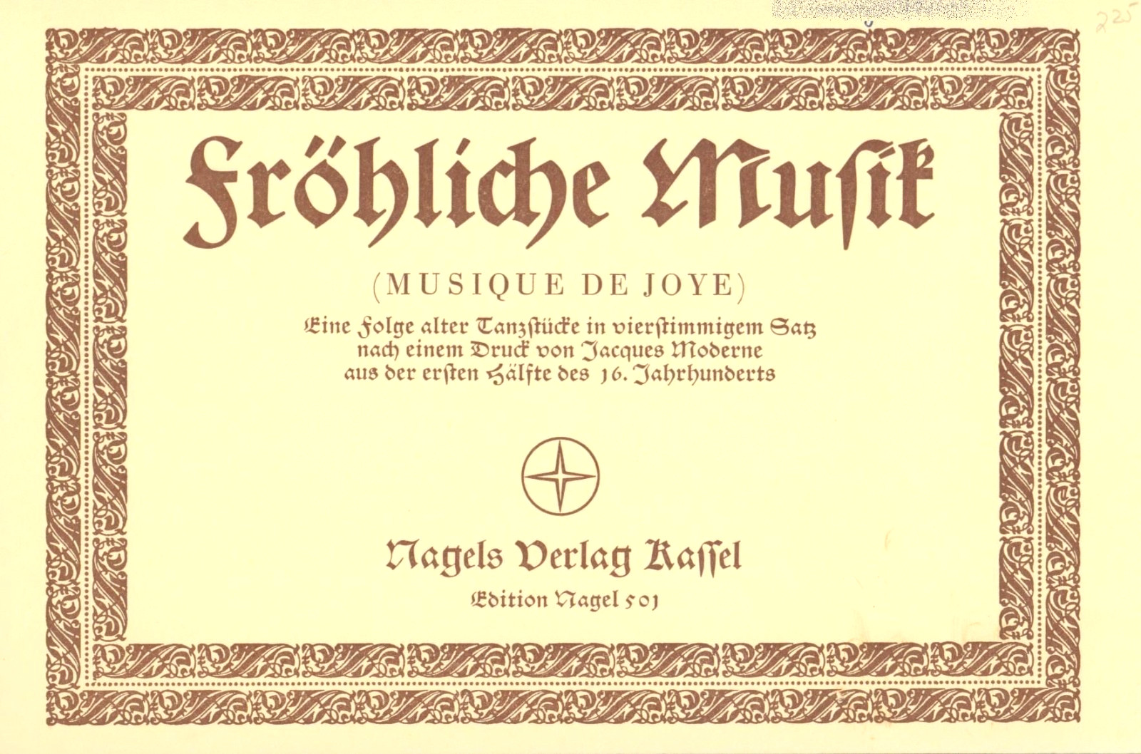 Frohliche Musik 16th Century Dance 4 Part Recorder 1970 Moderne Giesbert Nagel