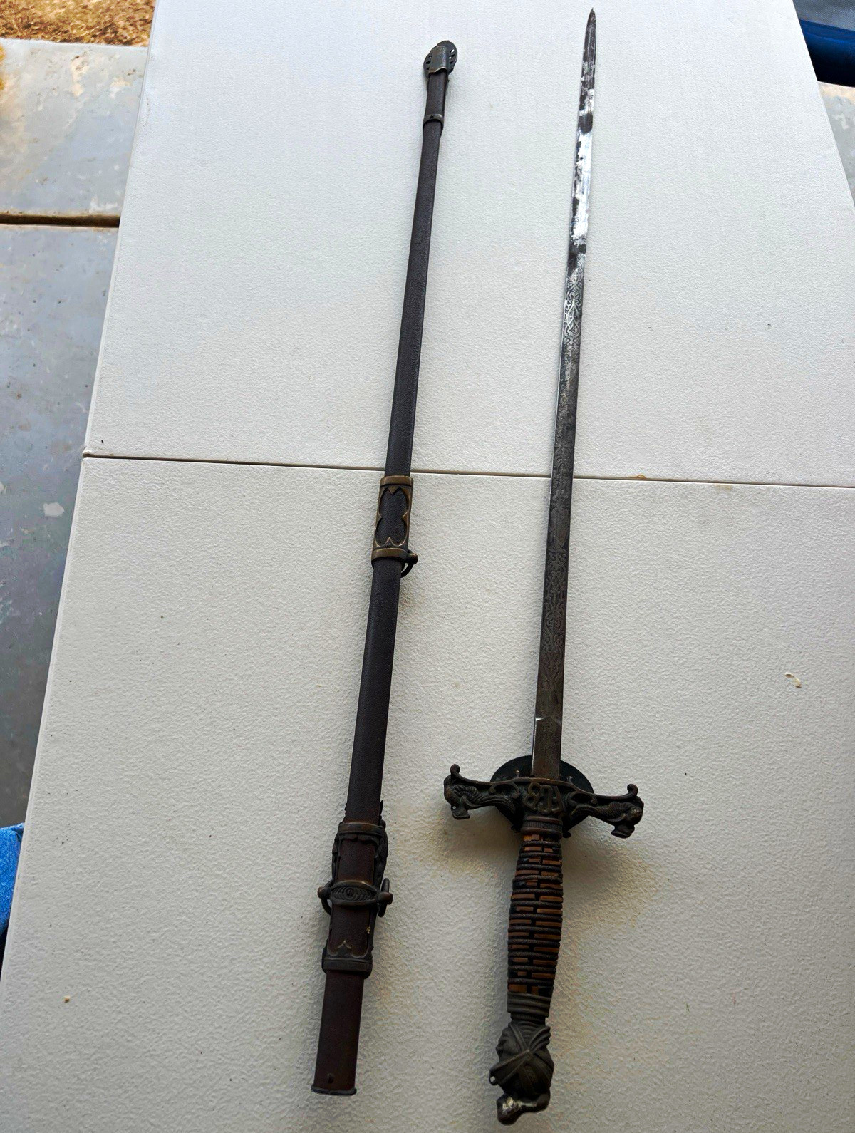 Knights of Pythias Fraternal Ceremonial Sword with Ornate Scabbard Knights of Pythias Fraternal Ceremonial Sword with Ornate Scabbard