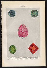1944 Smithsonian Series Geology Print Zircon, Tourmaline, Topaz etc picture