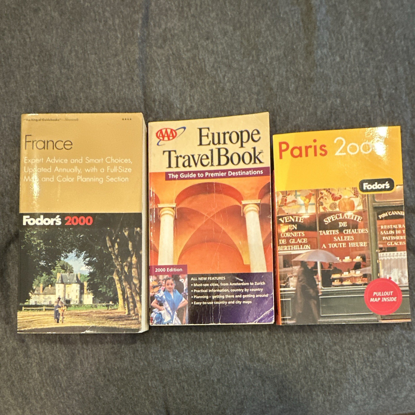 Fodor's & AAA Travel Guides Lot: France/Paris/Europe 2000 Ed PB Pullout