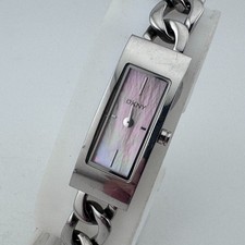 DKNY Quartz Watch NY-3323 Women Silver Steel Rectangle Analog New Battery 6.5" picture