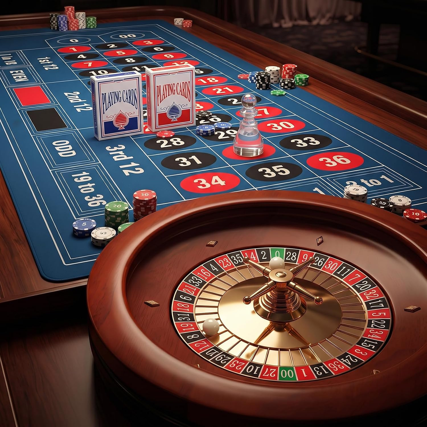 11” Roulette Wheel Set with 47.2 * 23.6” Table Layout Felt 11” Roulette Wheel Set with 47.2 * 23.6” Table Layout Felt