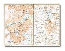 Hyderabad Haidarābād 1914  INDIA  ANTIQUE ORIGINAL  MAP CITY PLAN  TELLANGANA picture