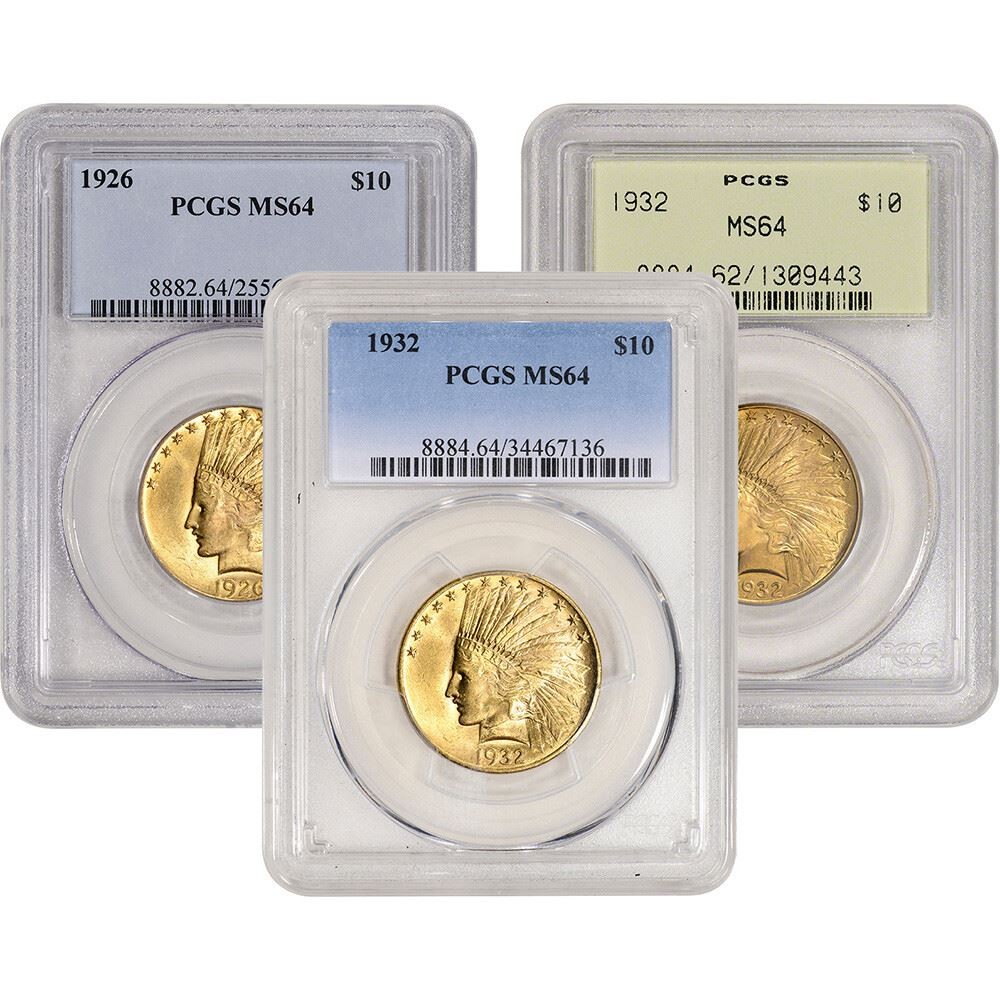 US Gold $10 Indian Head Eagle - PCGS MS64 - Random Date and Label US Gold $10 Indian Head Eagle - PCGS MS64 - Random Date and Label