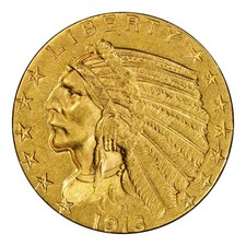 1913 $5 Gold Indian Head Half Eagle PCGS AU-58 picture