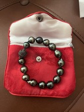 Sterling Silver 8” 10mm Peacock Tahitian C Bracelet picture